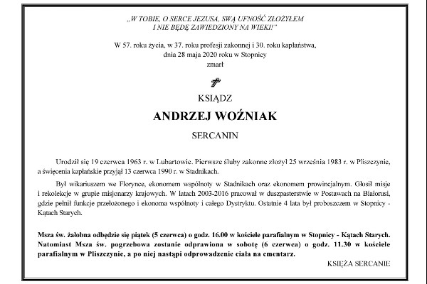 Pogrzeb ks. Andrzeja Woźniaka SCJ